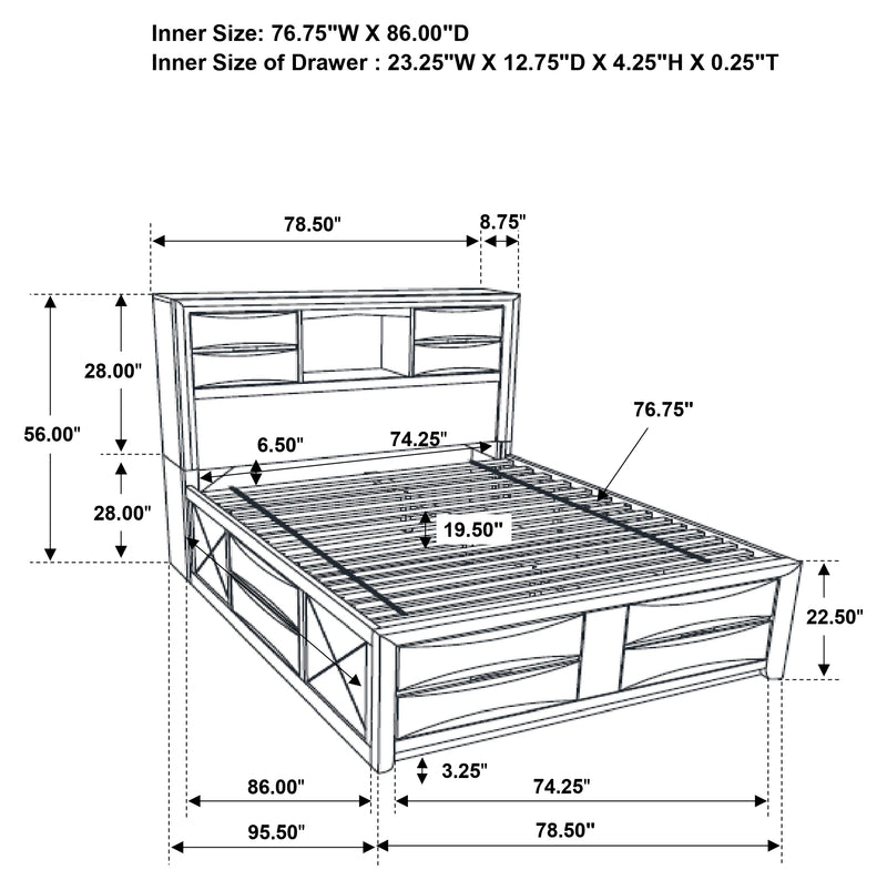 Briana Bookcase Platform Storage Bed