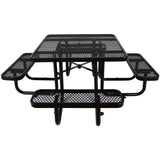 Square Outdoor Steel Picnic Table, With Umbrella Pole