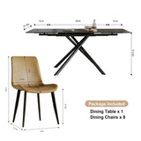 Retractable Sintered Stone Dining Table Set With Chairs