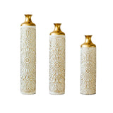 3 Piece Home Decoration Large Glazed Floor Vase Decoration Home Droplet Shaped - Gold / White