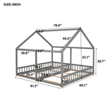House Platform Beds, 2 Shared Beds, Metal Frame With Guardrails