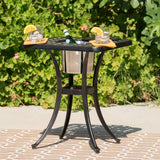 Outdoor Cast Aluminum Bistro Table With Ice Bucket - Black Copper