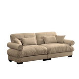 Modern Velvet Sofa With Bolstered Armrests And Pillows