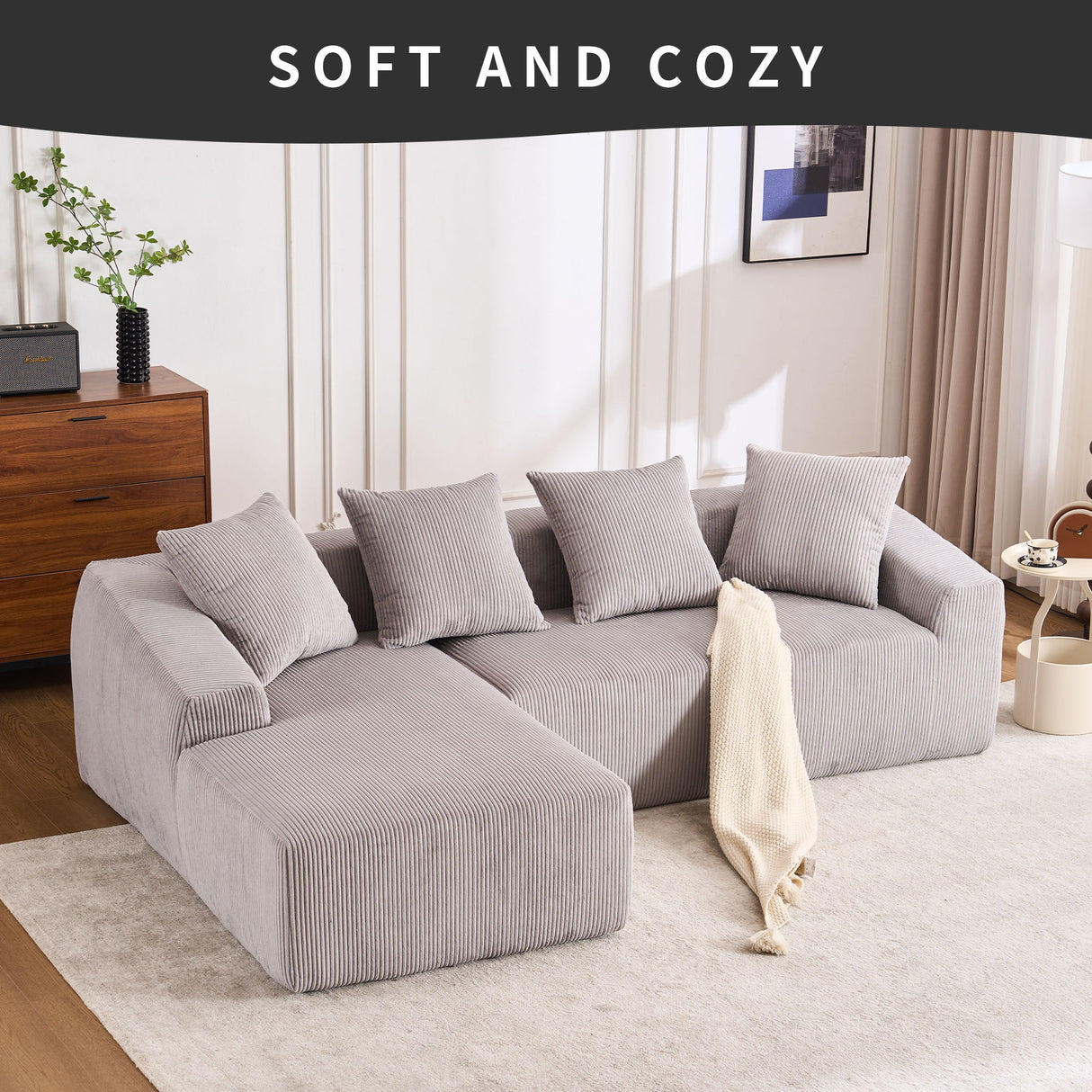 Combined 3 Seater Sofa With 4 Pillows