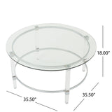 Tempered Glass Round Coffee Table With Four Legs - Clear