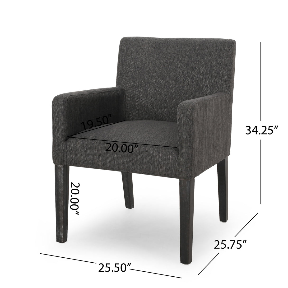 Contemporary Armchair With Track Arms - Charcoal