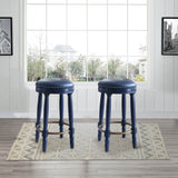 360° Swivel Wooden Barstools With Upholstered Seat, Counter Height (Set of 2)