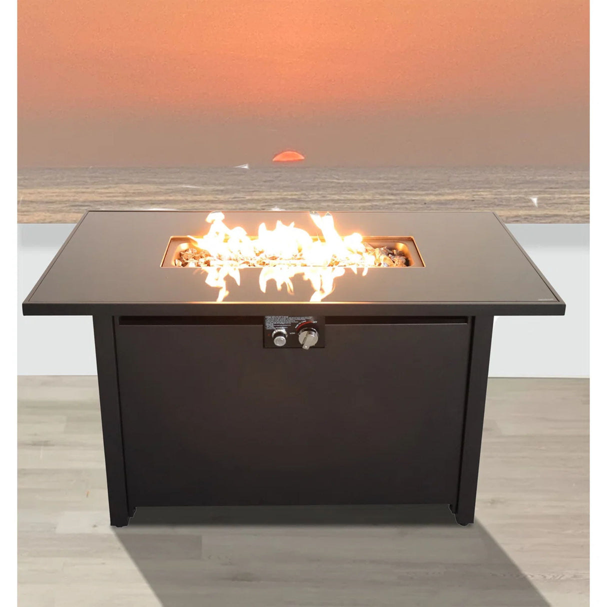 Rectangle Fire Pit, Fuel Versatility - Black