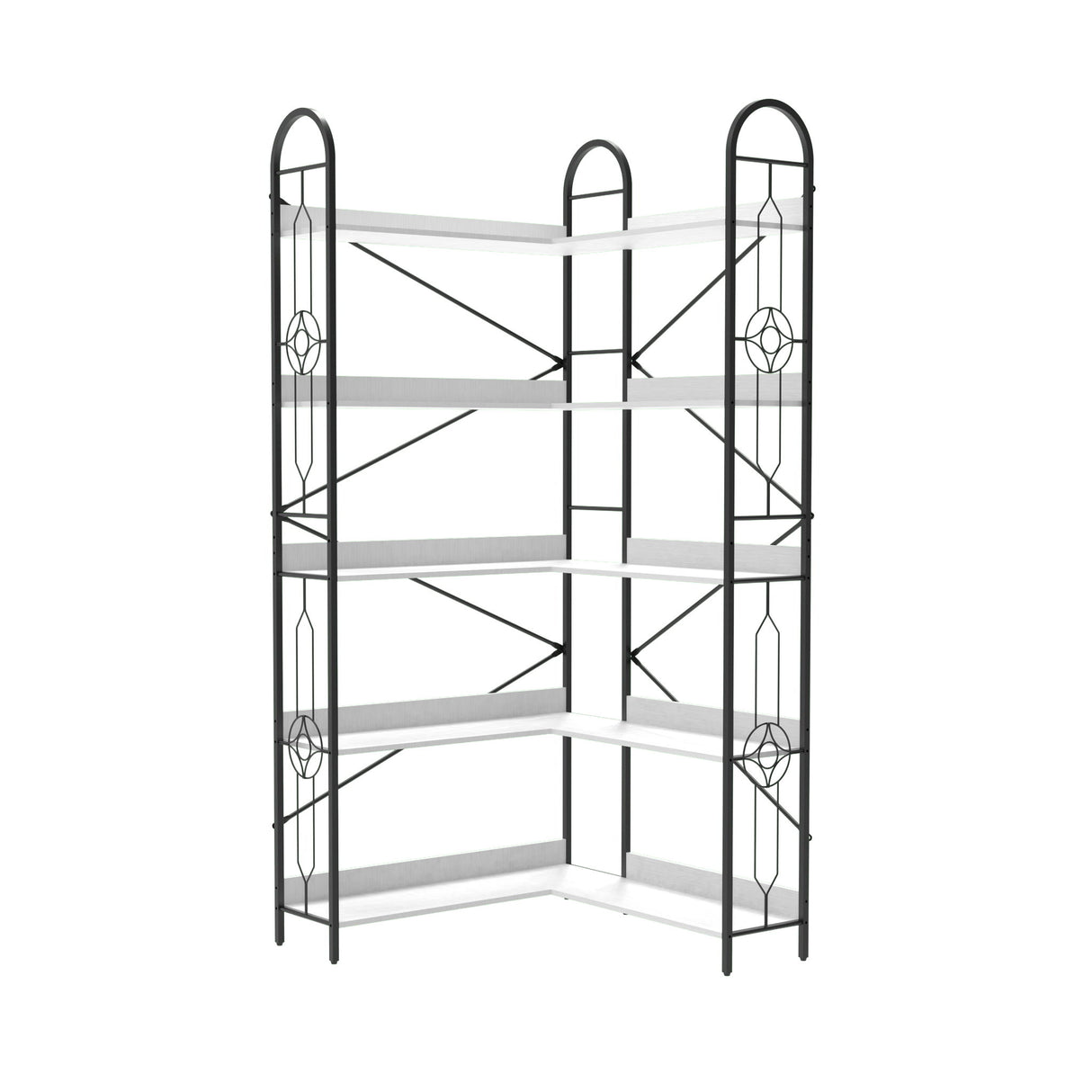 Industrial Style Corner Bookshelf With Thickened Iron Frame