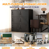 6 Door Employee Storage Locker, Lockers For Office, Gym, School, And Home With Card Slot - Black