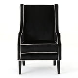 Elegant Velvet Club Chair With Tonal Piping