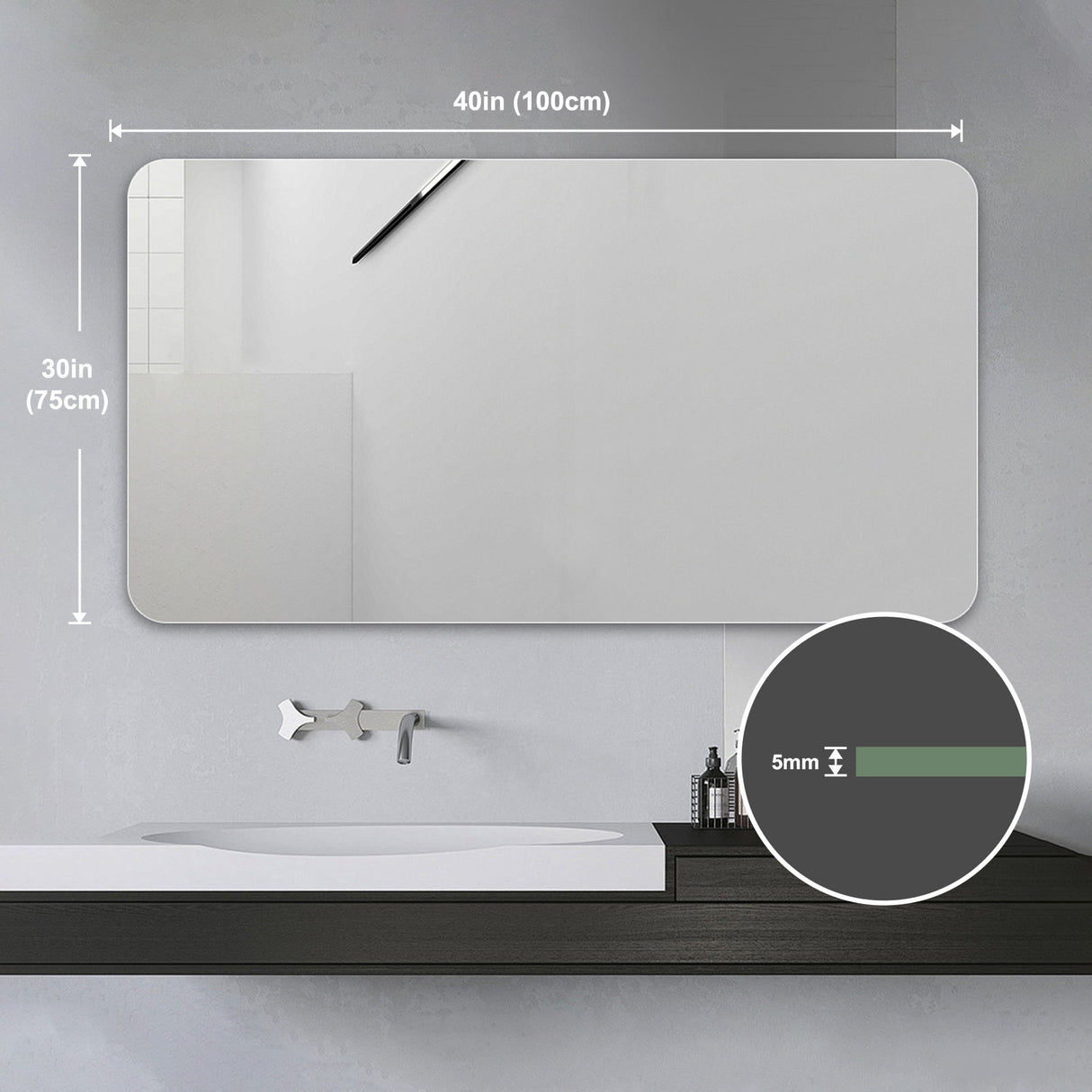 Bathroom Vanity Mirror, Wall-Mounted Mirror For Bathroom Anti-Fog, Waterproof