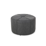 Contemporary Ottoman With Tonal Piping And Button Tuft Design