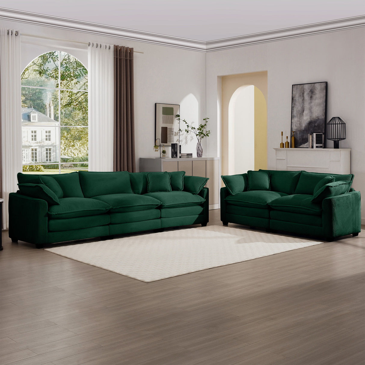 Elegant Corduroy Oversized Sectional Sofa Set With Deep Seats And Flexible Layout