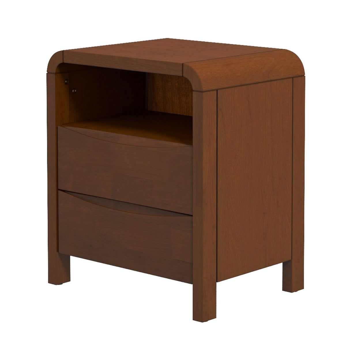 Lionel - Mid-Century Modern Nightstand 2 Drawer - Brown