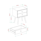 Mid-Century Modern Double Drawer Nightstand - Walnut