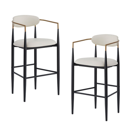 Upholstered Barstools With Back For Kitchen (Set of 2)