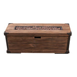 Outdoor Patio Rectangle Gas Burning Fire Pit 50, 000 Btu, Wood Pattern - Brown