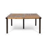 Lankershim - Modern Industrial Dining Table With Acacia Wood Slat Design - Teak