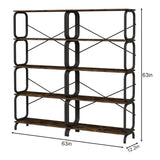 5 Tier Industrial Bookshelf, Tall Bookcase With Open Design, Vintage Storage Organizer
