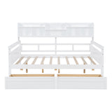 Daybed, Wood Slat Support, With Bedside Shelves And Two Drawers