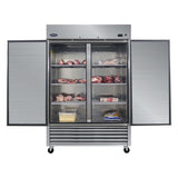 54" Commercial Freezer 49 Cu.Ft With 2 Solid Door Reach-In Freezers Stainless Steel Etl Approved Upright Freeze Storage - Silver