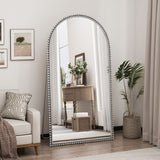 Arch Retro Full Length Mirror With Supporting Feet - Silver