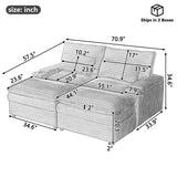 Loveseat Sofa Sectional Convertible With Storage And USB Ports - Gray