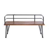 Outdoor Bench With Powder Coated Iron Frame - Teak
