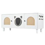 Furniture Style Cat Cabinet Cat Litter Box With Sisal Scratching Door - Cream White