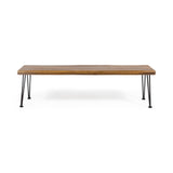 Zion - Industrial Wood And Metal Rectangular Bench With Faux Live Edge Design - Teak