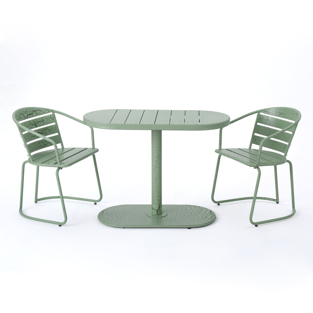 3 Piece Elegant Outdoor Bistro Set With 2 Chairs And Oval Table