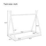 Wood Tent Bed For Kids, Montessori Style Low - Floor Bed, House-Shape Tent Bed Frame