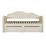 Upholstered Daybed With Cloud-Shaped Backrest, Trundle & 2 Drawers And USB Ports