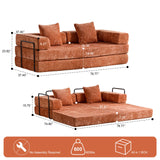 Convertible Floor Sofa Bed With Pillow Back Support Armrest