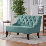 Nicole - French Style Upholstered Loveseat With Tufted Backrest - Teal