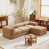 Contemporary Elegant White Chenille Sofa With Storage And Ottoman