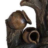 Decorative 4 Tier Broken Pot Water Fountain With LED Light - Brown