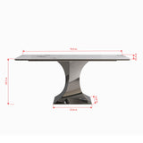 Modern Rectangular Dining Table For 6 - 8, Plated Hourglass Base