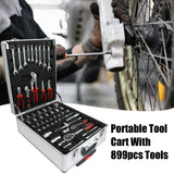 899 Piece Home Repair Tool Set With Rolling Plastic Toolbox, 4 Drawers, General Household Maintenance Kit