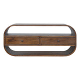 Curved Edge Media Unit With 2 Drawers - Chestnut