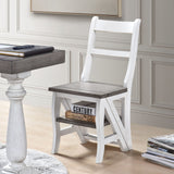 Solid Wood Foldable Ladderchair Dual Purpose Stepladders Step Display Stand Flower Stand Forhome, Library, Kitchen - Antique White / Sandstone